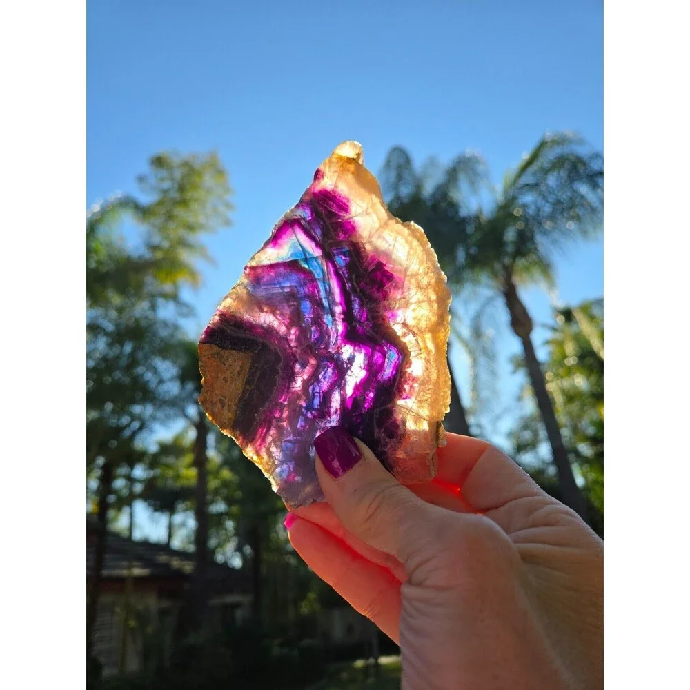 Rainbow Fluorite Crystal Natural Stone Slab
